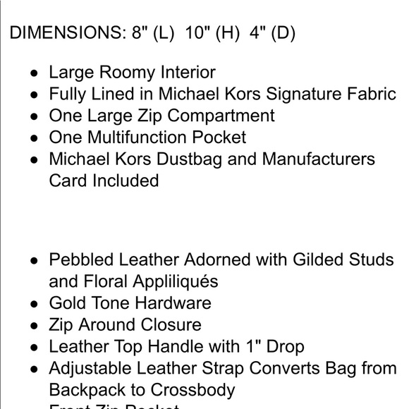 Authentic Michael Kors convertible backpack - Picture 5 of 8